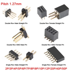 1.27mm Single/Double Row Straight/SMD Female/Male Pin Header PCB Connector 2-50P - Picture 1 of 24