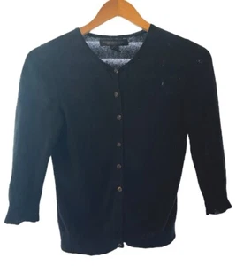 Express Silk Cashmere Button Up Jewel Black Cardigan Size M Whimsigoth *flawed* - Picture 1 of 15