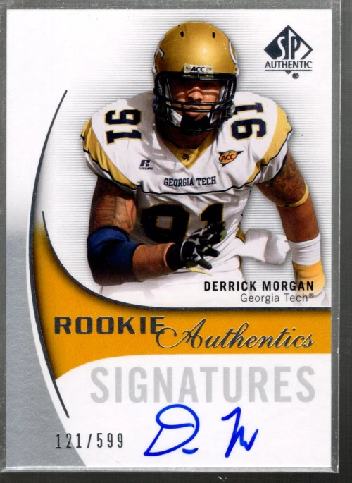 B2917- 2010 SP Authentic #141 Derrick Morgan RC Auto /599 SAMPLE PIC - Image 1 of 2