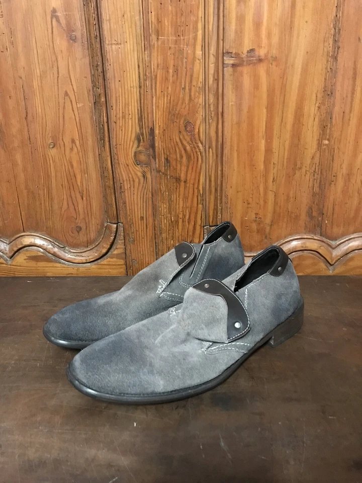 Мужские дизайнерские серые замшевые мокасины без застежек Bacco Bucci Италия размер 9 - Изображение 1 из 4