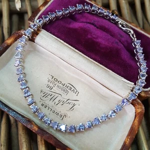 925 Sterling Silber Armband, natürliches Tansanit Tennisarmband, 2,71ct, 7,5" - Bild 1 von 8