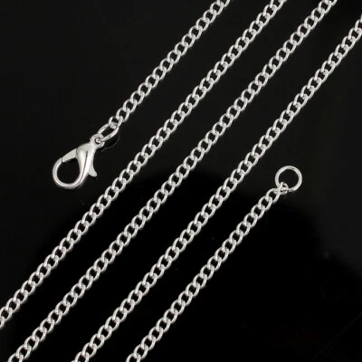 JULZ BEADS Curb Chain Necklaces Blank 12pc Jewellery Making 20" Silver Plated DIY Crafts