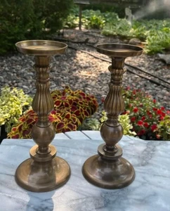Vintage Bronze Color Candle Holders set of 2 - Picture 1 of 4
