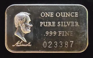 1976 Madison Mint Abraham Lincoln Serial Bullion - 999 Silber 1 Unze Oz Kunstbarren - Bild 1 von 2