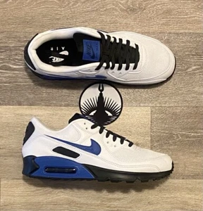 Nike Air Max 90 Leather NBY ‘White Black Blue’ FZ3984-900 Men’s Size 9.5 - Picture 1 of 12