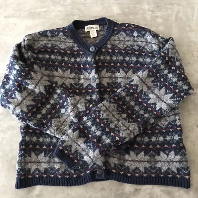 Vintage Aeropostale Sweater Medium Women Cardigan Wool Fairy Isle Grunge Holiday - Image 1 of 4
