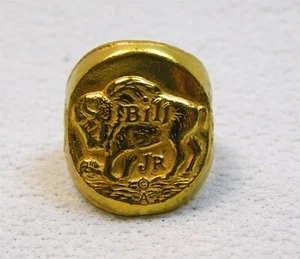 Vintage Leavens Mfg Brass Ring BUFFALO BILL Jr 1950s Adjustable Attleboro Mass - Picture 1 of 6
