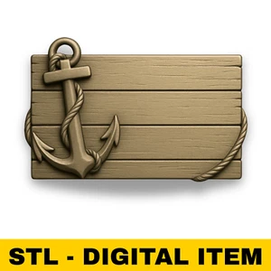 Nautical Anchor Blank Sign STL File for CNC Router 3D Printing Coastal Wall Art - Picture 1 of 7