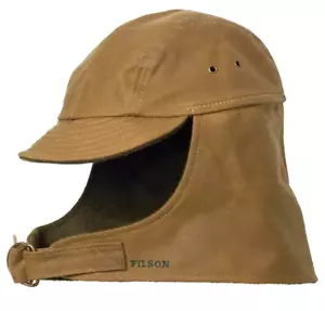 Filson Tin Cloth Wildfowl Hat -MEDIUM- 11060063 MADE IN USA Dark Tan Green Wool - Picture 1 of 3