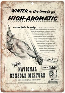 Benzole Mixture High Aromatic Gas Ad Reproduction Metal Sign A853 - Picture 1 of 2