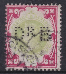 1880 Gran Bretaña GB QV Victoria 1/- Perfin Dr B (Banco de Dresdner) - Imagen 1 de 1