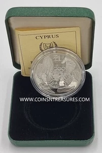 CYPRUS 1992 SILVER PROOF COIN OLYMPIC GAMES BARCELONA - Picture 1 of 3