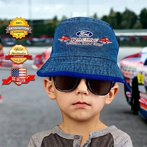 Sombrero de cubo de mezclilla azul Nascar Ford Racing Krew Chief con licencia oficial para niños pequeños - Imagen 1 de 22