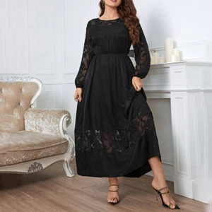 Übergröße Damen Elegant Abendkleid Partykleid Spitze Maxikleid A-Linie-Kleid DE - Bild 1 von 7