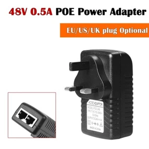 48V 0.5A Wall Plug POE Injector Ethernet Adapter IP Phone Camera Power Supply - Picture 1 of 20