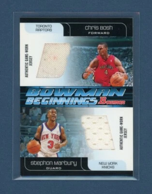 Chris Bosh & Stephon Marbury 2005 Bowman Beginnings Dual Game Worn GU Jersey - Image 1 of 3
