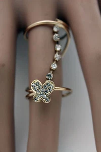 Women Gold Wrap Around Long Band Ring Cute Style Fashion Jewelry Butterfly 7.5 - Picture 1 of 10