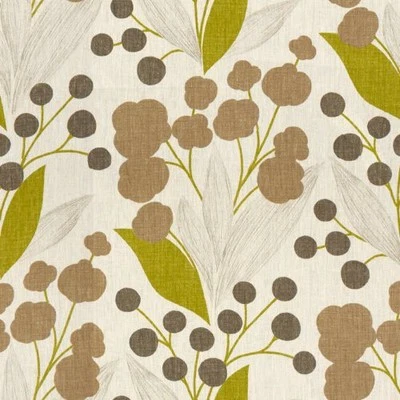 Kravet Modern Floral Linen Print Upholstery Fabric- Capparis Olive Tree 5.30 yd - Image 1 of 4
