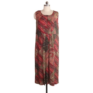 vintage 90s paisley floral sleeveless dress 10p petite artsy sundress boho vtg - Picture 1 of 14