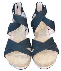 Adrienne Vittadini Women's Black 2.5” Wedge Sandals Size 8.5 - Picture 1 of 6