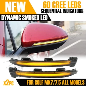 X2 Sequential LED Wing Mirror Indicator light for Golf Mk7 GTi R GTD Smoked UK - Picture 1 of 6