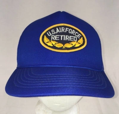 Sombrero de cuerda de camionero retirado de la Fuerza Aérea de los Estados Unidos Gorra Snapback Azul Marino Malla Espalda Veterano Foto 1 de 4