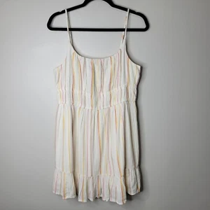 American Eagle L Cream W/colorful Striped Strappy Fit & Flare Mini Sundress - Picture 1 of 9