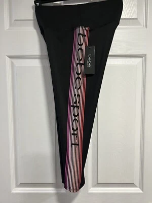 Bebe Sport Capris - Negro con Rayas Multicolor ~ Talla Mediana Foto 1 de 4