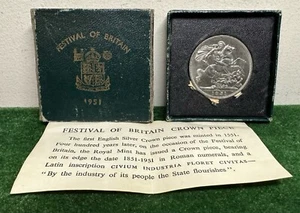 FESTIVAL OF BRITAIN CROWN PIECE 1951 King George VI 5 shilling Coin in GREEN Box - Picture 1 of 6