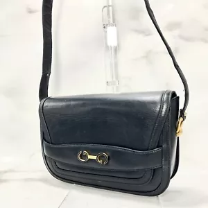 Vintage GUCCI Shoulder Bag Navy Leather Authentic - Picture 1 of 23