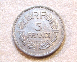 1949 France 5 Francs Coin - Picture 1 of 5