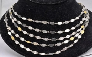Estate Designer signed DG "D GURMAN" - gold & Sterling Silver 5 Strand Necklace - Picture 1 of 11