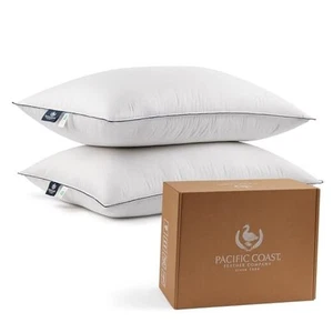 Pillows Queen Size Set of 2, Goose Feather and Down Pillow Queen (Pack of 2) - Picture 1 of 7