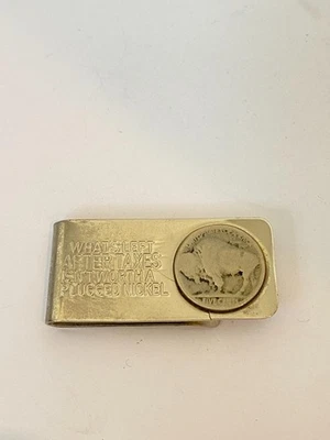 Винтажная клипса для денег Buffalo Nickel Whats left After Taxes - Изображение 1 из 3