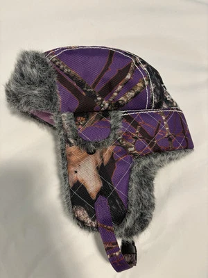 Vintage Realtree Camo Chevrolet Trapper Winter Hat Fur Hunting Car - Image 1 of 4