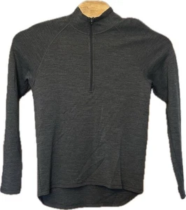 Ibex Sweater 1/4 Zip 100% Merino Wool Base Layer Grey Women M Medium Made In USA - Picture 1 of 6