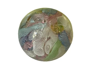 Murano Art Glass Paperweight Pastel Colors Pink Blue Green Yellow White 3” - Picture 1 of 21