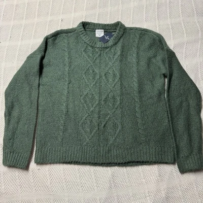 Suéter tejido con cable Abercrombie Kids 13/14 verde mezcla de algodón Foto 1 de 4