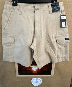 NWT U.S. Polo ASSN Khaki Prep men’s 36W 9.5L cargo short flat solid pockets zipp - Picture 1 of 7