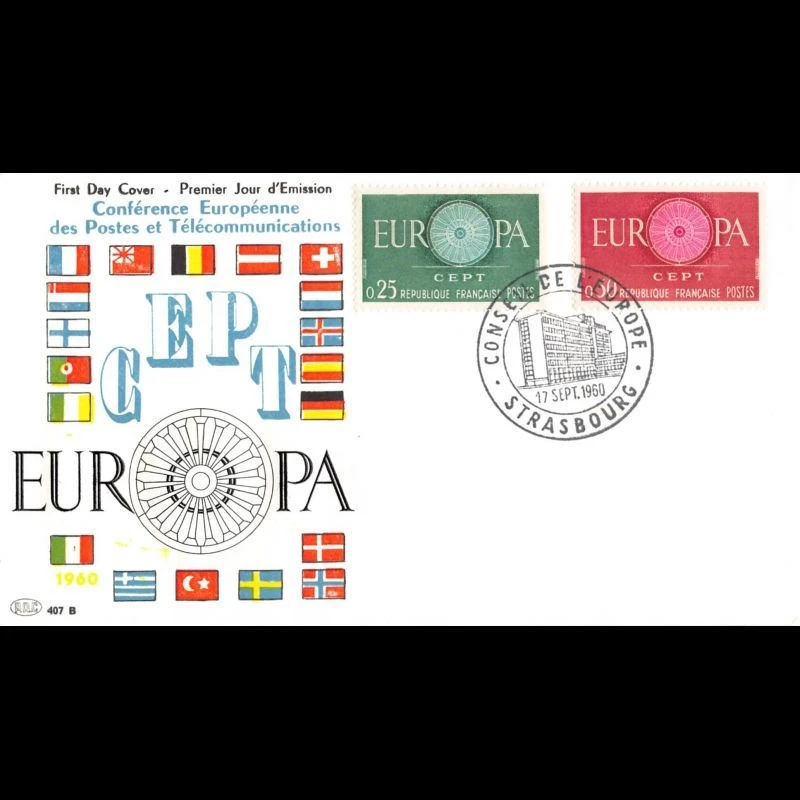 FDC PAC 407B - 5e emission europa - oblit ill conseil de l'europe Strasbourg 17/ - Photo 1/1