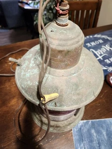 Vintage Kupfer Navigationslicht rote Linse Hängeleuchte mit Schalter Steampunk USA - Bild 1 von 6