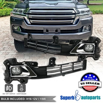 Fits 2016-2018 Toyota Land Cruiser Clear Bumper Driving Fog Lights+Switch+Wiring Foto 1 de 4