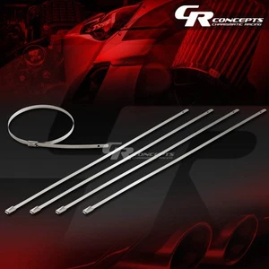 X5 12" 5MM STAINLESS SILVER SELF-LOCKING ZIP TIE CABLE WIRE FOR PIPE/GUN/EXHAUST - Picture 1 of 5