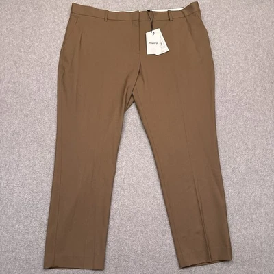 NUEVO Pantalones Theory Treeca 2 Lana Trazable Mujer 18 Trufa Marrón tiro alto Carrera Foto 1 de 4