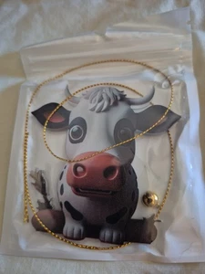 Laser Cut Acrylic 3"×3" Highland Cow Ornament Gold Lame with Bell NEW. L-1 - Picture 1 of 12