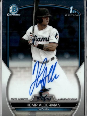 (6087) Kemp Alderman 2023 Bowman Draft Chrome Prospect On Card Auto RC Marlins - Image 1 of 2