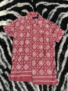 Abercrombie & Fitch Paisley Floral Camp Collar Button Down Size XS Red B25 - Picture 1 of 5