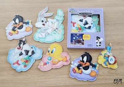 Baby Looney Tunes винтаж 1998 деревянное музыкальное настенное искусство - Изображение 1 из 4
