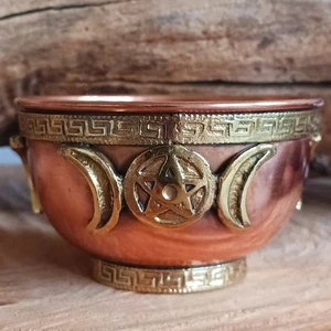 Pequeño cuenco de cobre triple luna hecho a mano ritual de altar Wicca - Imagen 1 de 2