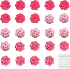 24 pièces embellissements de fleurs en tissu feutre pour artisanat, 1,2 pouce appliques non tissées - Photo 1/6